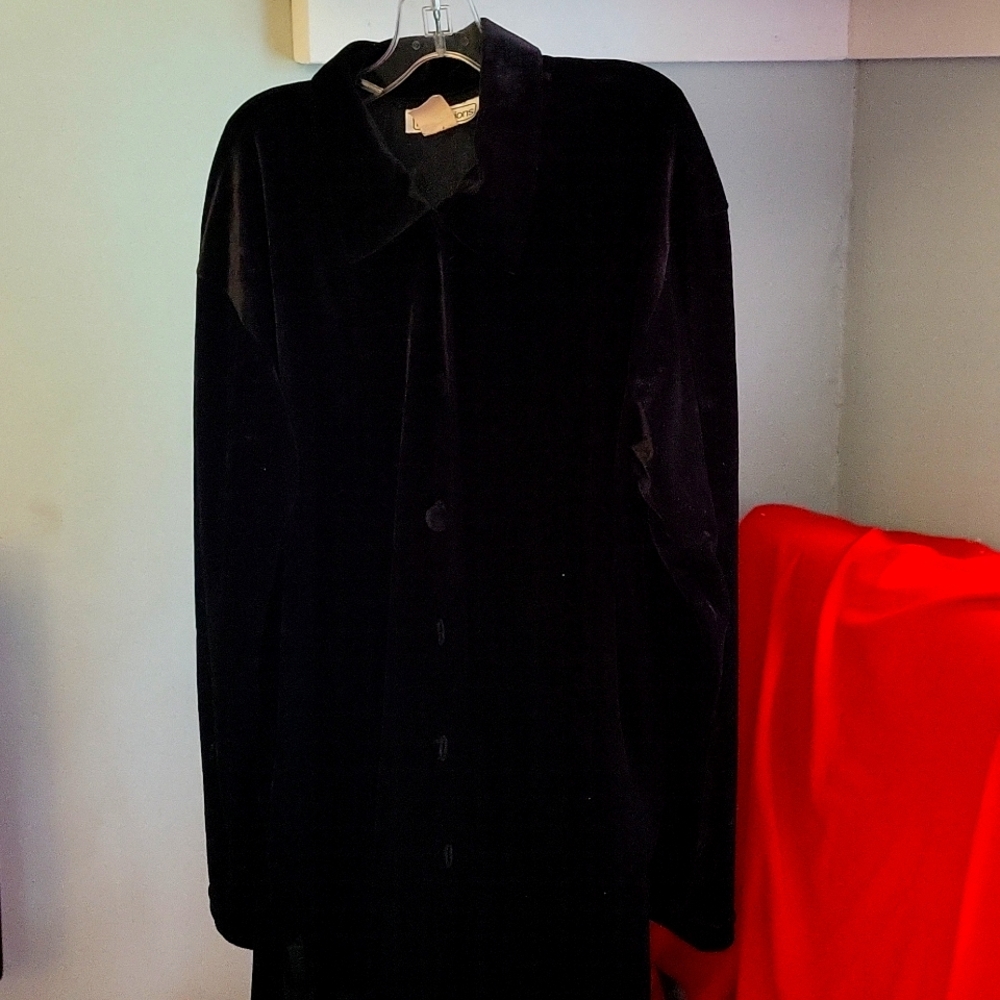 Button down black velvet shirt
